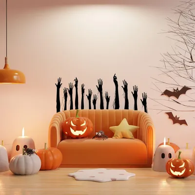 Obrázok produktu pre Decords, dekoratívne fólie na Halloween s strašidelným motívom, model 034-058 – výška: 10 cm