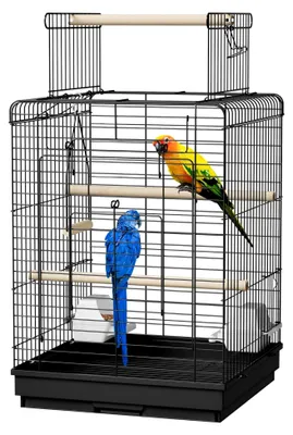Produktbild von Vogelkäfig mit öffnungsfähigem Dach 40 x 40 x 58 cm für Wellensittiche und Kanarienvögel