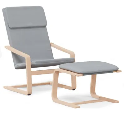 Produktbild von vidaXL Relaxsessel mit Hocker Hellgrau Stoff