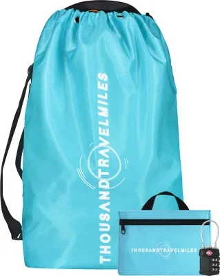 Produktbild von Flightbag Rucksack Schutzhülle 60–90 L mit TSA-Schloss – wasserdichte Rucksackhülle für Flugreisen – Hellblau – Thousandtravelmiles
