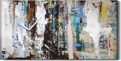 Produktbild von Leinwand Uhr Küche Wohnzimmer Bild Geräuschlos 60x30 Malerei Abstrakte Kunst - weiße Hände