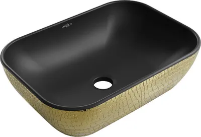 Produktbild von Mexen Rita Aufsatzwaschbecken 45 x 32 cm, schwarz matt/Gold Schuppenmuster - 21084578