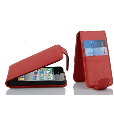Produktbild von Cadorabo Hülle für Apple iPhone 4 / iPhone 4S Hülle in Rot Etui Schutzhülle Flip Handyhülle Case Cover Kunstleder