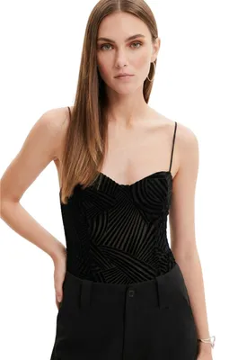 Produktbild von Desigual Velty Damen-Body, schwarz, Samt, mit Trägern XL