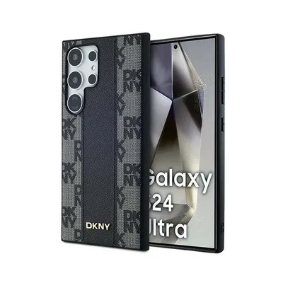 Produktbild von DKNY DKHMS24LPCPVSLK S24 Ultra S928 schwarz hardcase Leather Checkered Mono Pattern MagSafe Schutzhülle