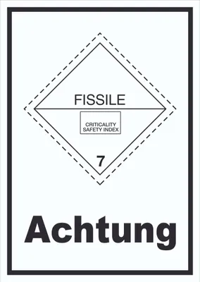 Produktbild von Schild spaltbare Stoffe Achtung Fissile hochkant A5 (148x210mm)