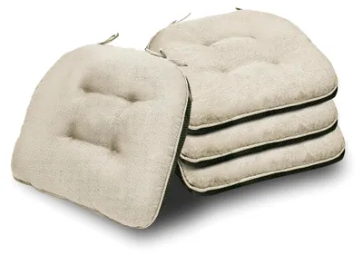 Produktbild von D-förmige Stuhlkissen, 8,9 cm dick, für Esszimmerstühle, maschinenwaschbar, 39,4 x 39,4 cm, 4 Stück, Beige