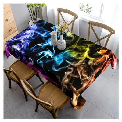Produktbild von Rechteckige, waschbare Tischdecke mit buntem Rauchdruck für Küche, Hochzeit und Party