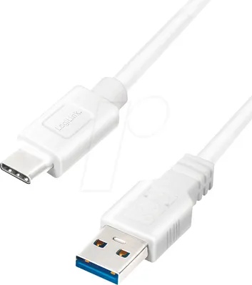 Obrázok produktu pre Logilink USB-C Kabel 3.2 Gen1, C/M zu USB-A/M, weiß 2,0m