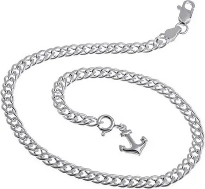 Produktbild von SILBERKETTEN STORE Fußkette Zwillingspanzer 4,5mm mit Ankrt - 925 Silber, Länge 23cm - 23cm