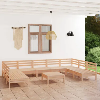Produktbild von Cloris Designermöbel 10-tlg. Garten-Lounge-Set Massivholz Kiefer 2024 Neu