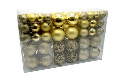 Image de Boules d'arbre de Noël, set de 100 décorations d'arbre Boules d'arbre de Noël , couleur:or