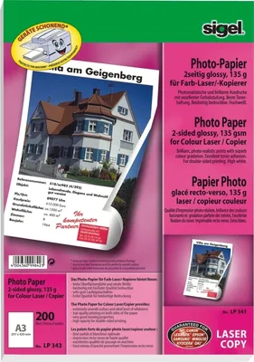 Produktbild von Fotopapier A3 Farblaser/Kopier 135g/qm glossy VE=6x200 Blatt