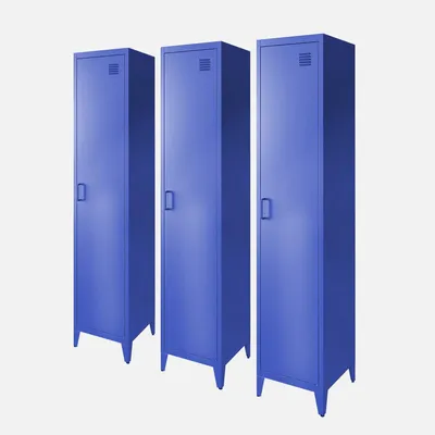 Produktbild von sweeek - 3er-Set industrielle Kleiderschränke aus Stahl mit 4 Ablageflächen - Blau