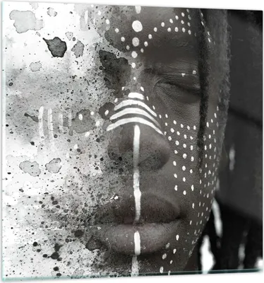 Produktbild von Bilder auf glas - Einteilig - Afrikanisch Autochthon Gesicht - 60x60cm - Glasbilder - Wandbilder - Bilder - Wanddekoration aus Glas - Glas Bilder - Wandbild auf Glas - GAC60x60-4788