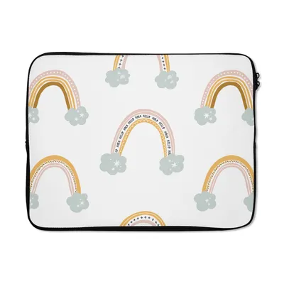 Produktbild von MuchoWow® Laptop Hülle 17 Zoll Laptoptasche Mädchen - Muster - Regenbogen - Zipper - Schutzabdeckung