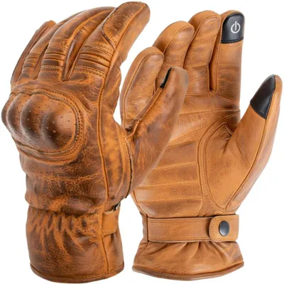 Produktbild von Herren Motorrad Biker Leder Handschuhe Chopper mit Knöchelschutz und Futter(M,Braun)