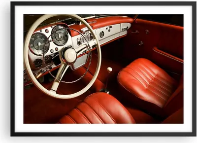 Produktbild von Gerahmtes Poster - Schwarzer Rahmen - Auto Innenraum Klassisch - 70x50 cm - Wand Bild - Wanddeko - Wandbilder - Wandposter - Bilderrahmen - Bilder - Kunstdruck - Wandbild - P2BAA70x50-0149