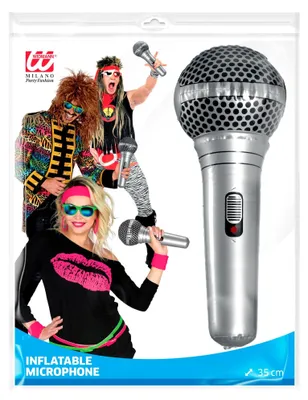 Immagine prodotto di Microfono gonfiabile per costume da rock star | grigio argento 25 cm