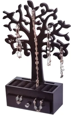 Produktbild von Schmuckbaum mit Schublade - 19,5x8,5x31 cm - Farbe: schwarz