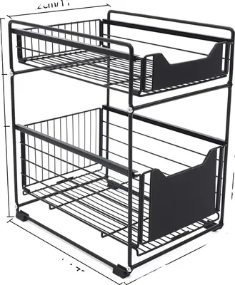 Produktbild von Küchenschrank-Organizer, 2-stufige Aufbewahrung, freistehendes Design, schwarz