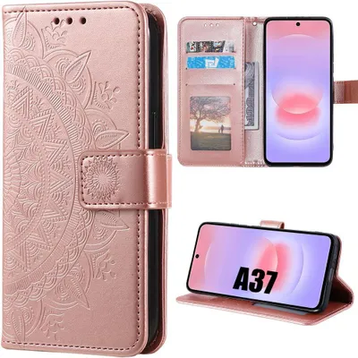 Image de Coque pour Samsung Galaxy A37 5G, Antichoc Anti-Rayures CuirPolyuréthaneRose Motif Spirituel Oriental