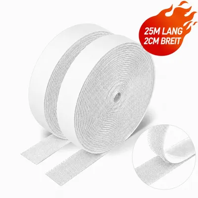 Produktbild von Klettband selbstklebend extra stark - 25 Meter lang, 2cm breit - für Fliegengitter, Klett-Hakenband, Flauschband, Klettverschluss Band, Schwarz