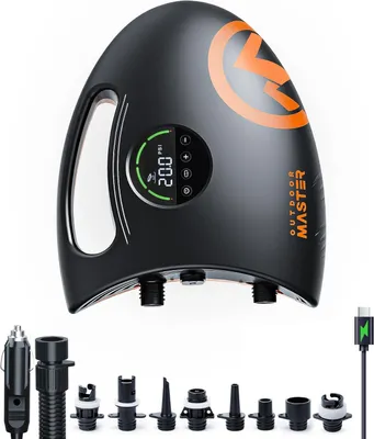 Obrázek produktu pro Elektrická pumpa na nafukovací prkna 2S s kapacitou 88,8 Wh, nabíjecí baterie pro nafouknutí a vyfouknutí až 6 paddleboardů, vzduchová pumpa pro paddleboardy s tlakem 20 PSI, napájení 12V/15,8V DC a port Type-C, vhodná pro použití v autě