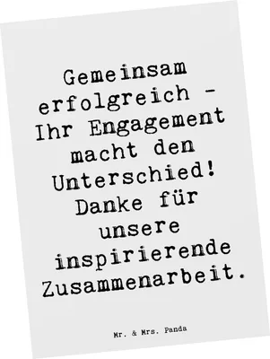Produktbild von Mr. & Mrs. Panda Postkarte Spruch Geschäftspartner Erfolg - Weiß - Geschenk, Bedanken, Aufmerksamkeit, inspirierende Zusammenarbeit, Danke sagen, Ansichtskarte, Grußkarte