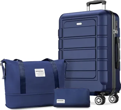 Produktbild von SHOWKOO Koffer Groß ABS+PC Hartschale 4 Rollen TSA-Schloss Reiseset 3-teilig -Blau