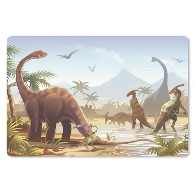 Produktbild von MuchoWow® Mauspad Mousepad Dinosaurier - Landschaft - Tropisch - Kinder - Jungen 27x18 cm - Mousepads - Maus Mat - Pad - Mausunterlage - Büroartikel - Desk Matten
