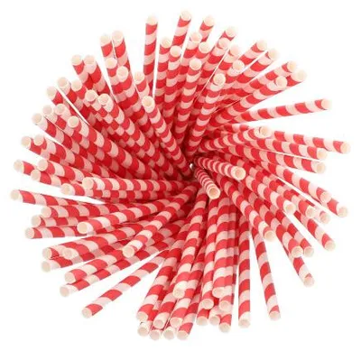 Produktbild von Trinkhalme Papier Ø 6 mm · 20 cm rot/weiss "Stripes"