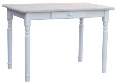 Obrázek produktu pro Bílý stůl II se zásuvkou z masivního borovicového dřeva s nelakovanou deskou 130 x 70 cm