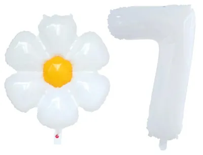 Productafbeelding van Folieballonnen, bloemenarrangementen, cijfervormen, set met het cijfer 7, "M" bloemdecoratie, 65x70 cm