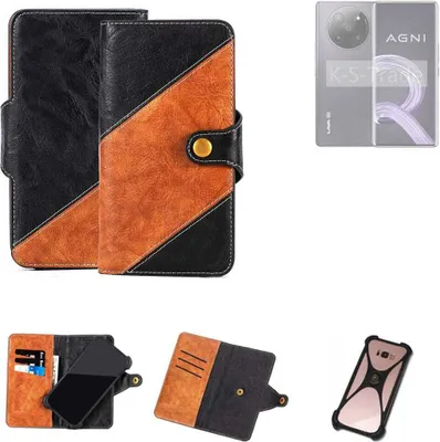 Produktbild von K-S-Trade Handyhülle Schutzhülle Bookstyle Case Wallet-Case kompatibel mit Lava Agni 2 Handy Cover Bumper Klapphülle schwarz hellbraun 1x
