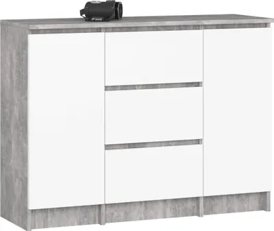 Produktbild von Stilvolle Kommode KOMODA K100 mit Stauraum in Beton Grau und Weiß 101 cm