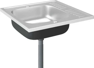 Immagine prodotto di vidaXL Set di lavelli con scolapiatti argento 600x600x155 mm in acciaio inox