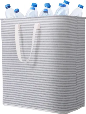 Immagine prodotto di cesto portabiancheria impermeabile pieghevole da 100 litri con manici allungati - grigio
