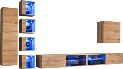 Image de Ensemble meubles de salon SWITCH XXVI – Chêne – Éclairage LED – Design moderne