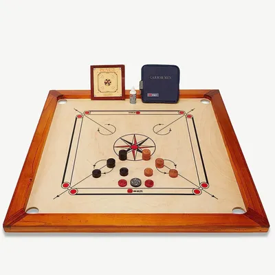 Produktbild von Offizielles Carrom Brett Set von 74 cm aus Hartholz