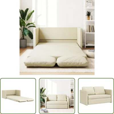 Image de The Living Store Canapé de sol avec fonction sommeil Crème 112x174x55 cm Similicuir