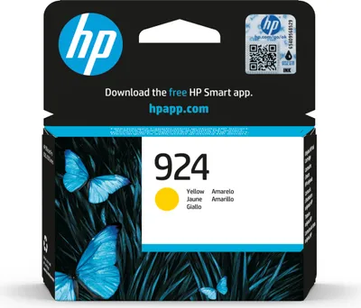 Zdjęcie produktu dla HP Oryginalny wkład z żółtym atramentem 924, Standardowa wydajność, Żółty, 1 szt., 400 stron(y), Jednopak