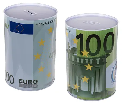Zdjęcie produktu dla Metalowa skarbonka Jumbo na banknoty 100 € ze zdejmowaną pokrywą 22-15 cm