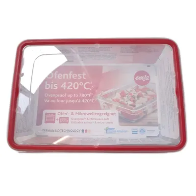 Image de Emsa ClipClose Glass Boîte fraîcheur 3 L verre rouge