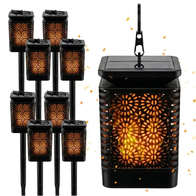 Zdjęcie produktu dla BLIXTAR 8x Solar 3w1 ogrodowa lampa LED, latarnia, pochodnia z efektem płomienia