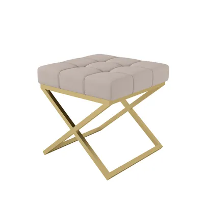 Produktbild von AX LIVING 1 Stk. Polster Hocker Pitinio 45 cm Creme goldenes Gestell