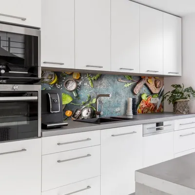 Produktbild von Dedeco Küchenrückwand Motiv: Obst & Gemüse V3, 5mm Hartschaum Kunststoffplatte PVC als Spritzschutz Küchenwand Wandschutz wasserfest, inkl. UV-Lack matt, alle Untergründe, 240 x 60 cm