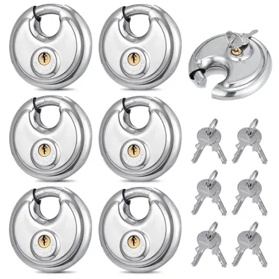 Productafbeelding van Set van 6 Rvs Hangsloten met Sleutel
