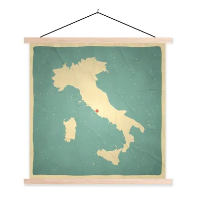 Produktbild von MuchoWow® Textilposter Karte von Italien - Retro 120x120 cm mit holzfarbenen Rahmen - Textil-Poster