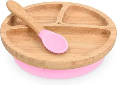 Produktbild von Famanu Kinderteller mit Fächern - Silikon Baby-Teller mit Rutschfester Unterlage und Saugnäpfen